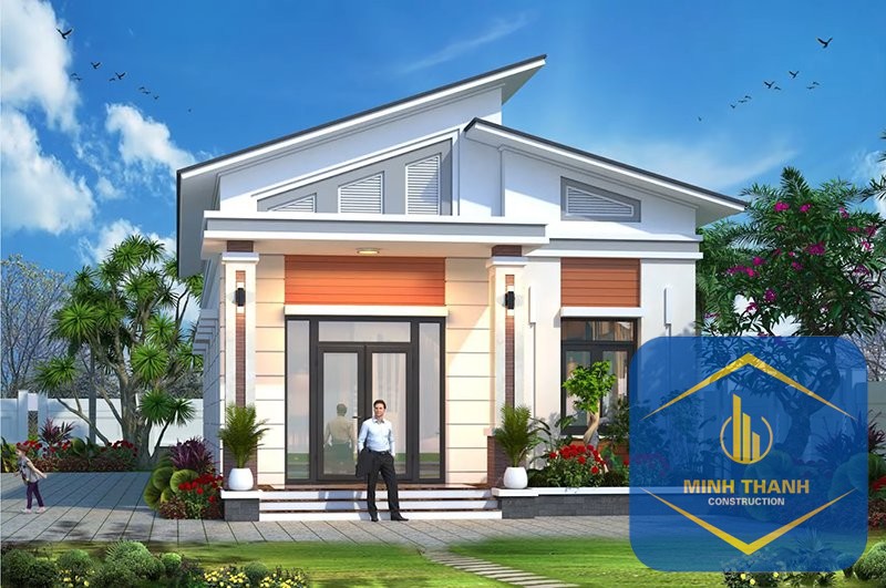 Mẫu nhà cấp 4 tại Nha Trang mái lệch
